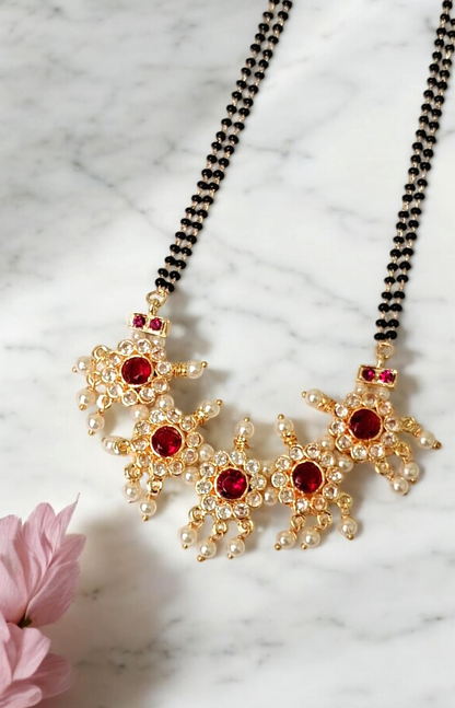 Ketak blossom gold plated long mangalsutra set