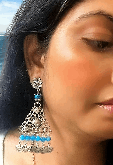 Khushboo turquoise danglers