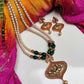 Kimaya faux pearl and green beaded necklace set