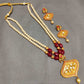 Kimaya faux pearl and maroon beaded necklace set