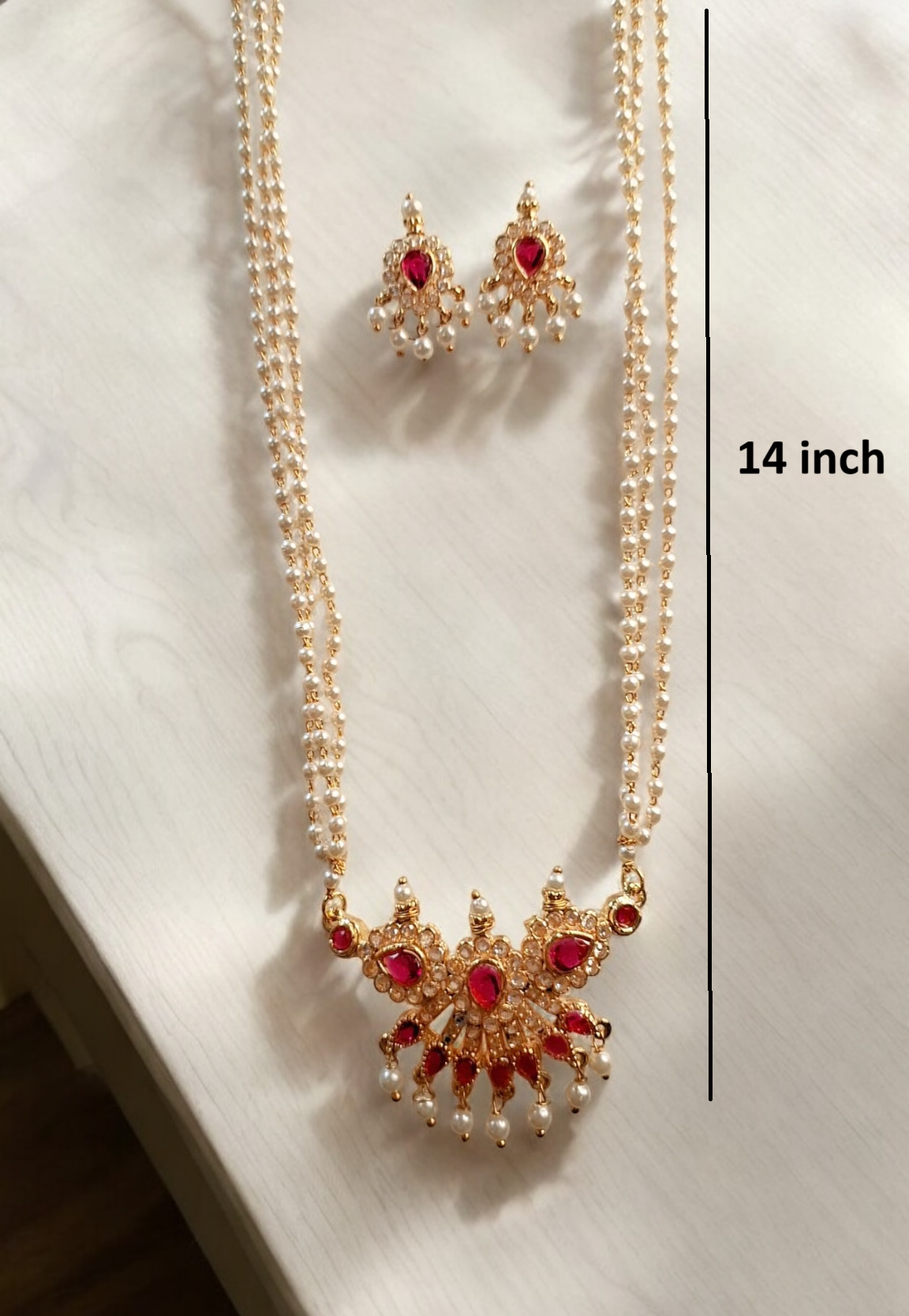 Kumud Lata Gold plated pink stone tanmani set