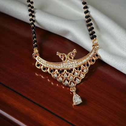 Leela Gold Plated Peacock Short Mangalsutra |  Designer daily wear Mangalsutra for modern brides