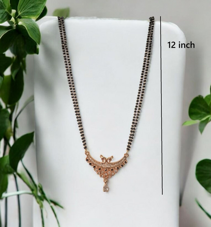 Leela Gold Plated Peacock Short Mangalsutra |  Designer daily wear Mangalsutra for modern brides