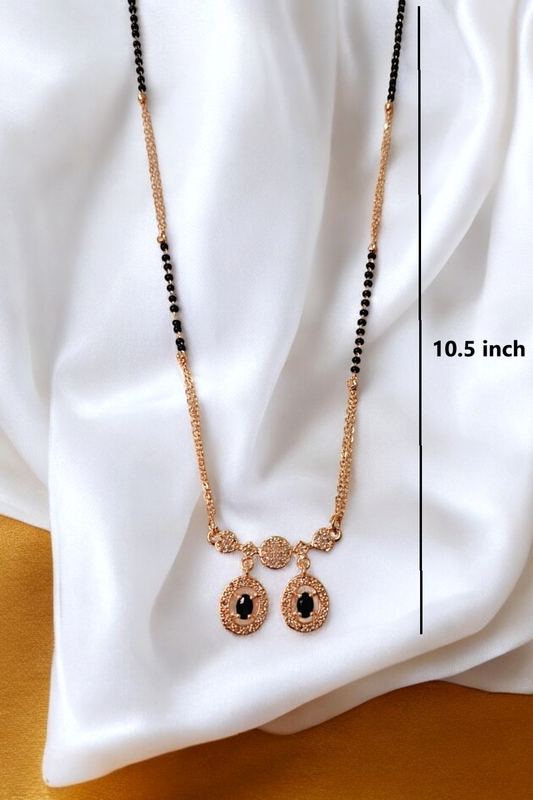 Majestic elegance blue stone rose gold short mangalsutra