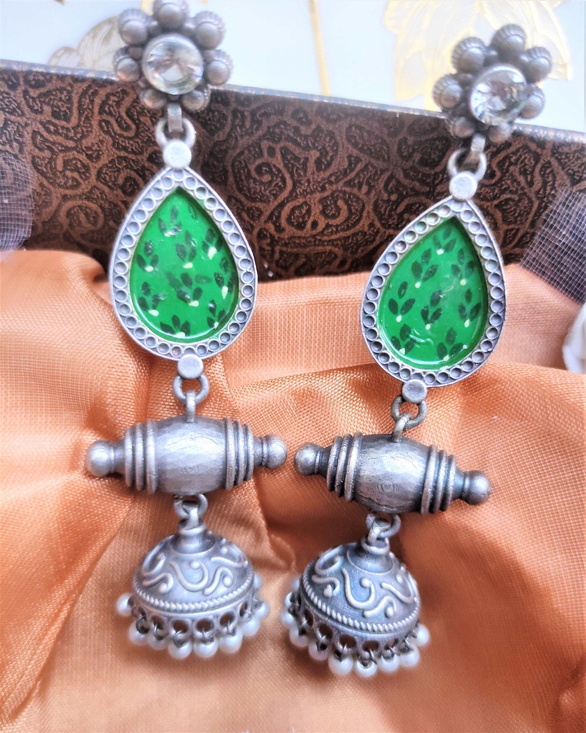 Manah oxidised jhumka