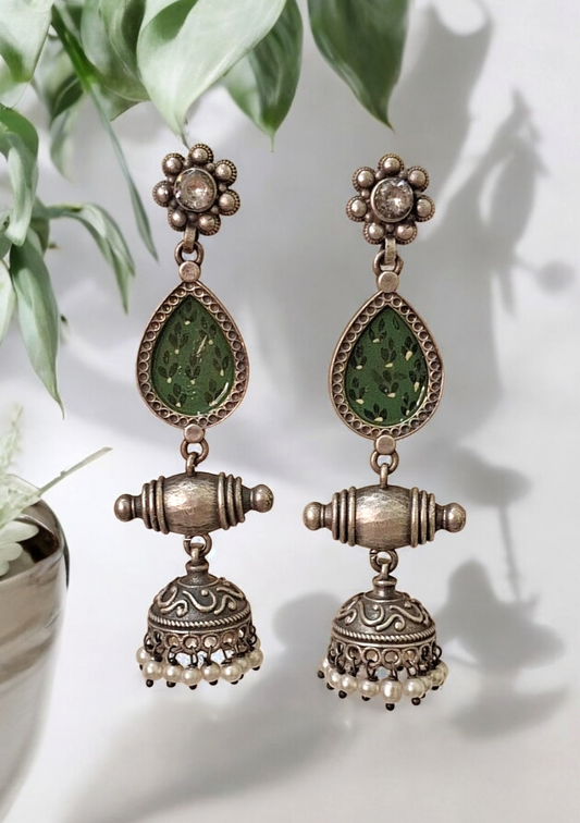 Manah oxidised jhumka