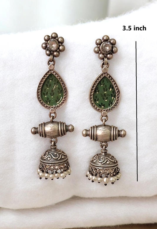 Manah oxidised jhumka