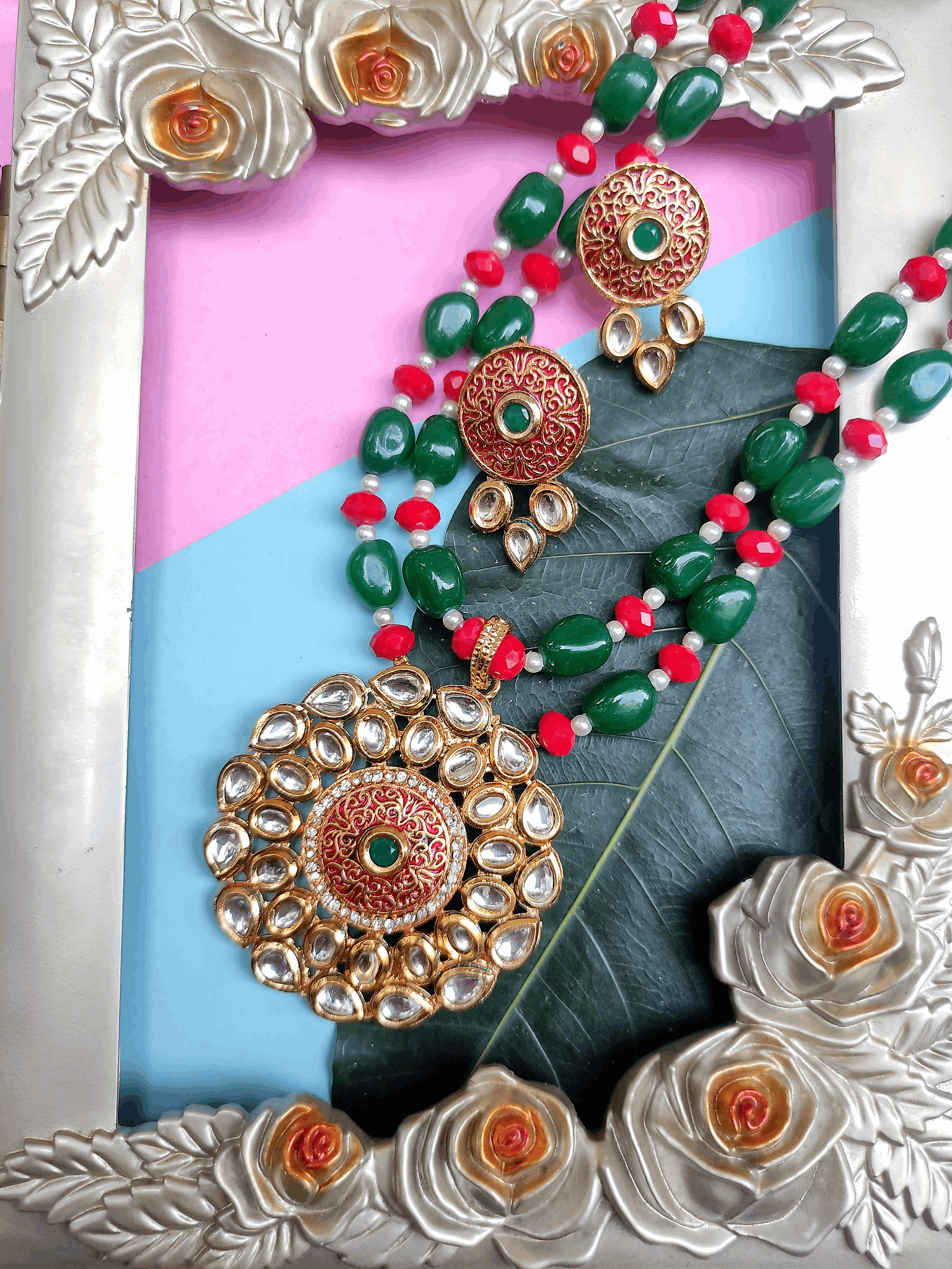 Manika kundan-bead necklace set