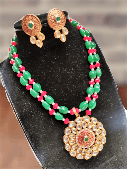 Manika kundan-bead necklace set