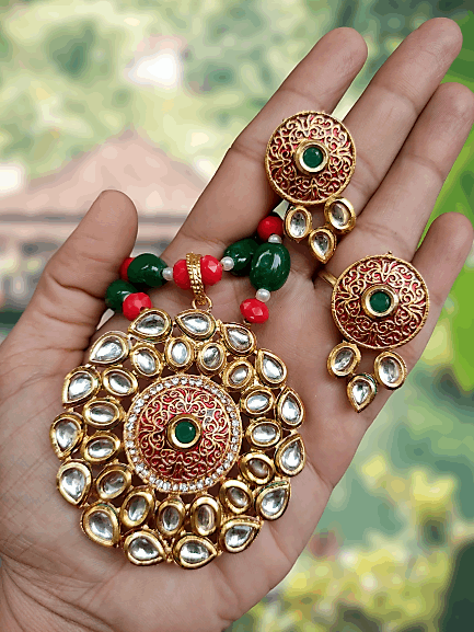 Manika kundan-bead necklace set