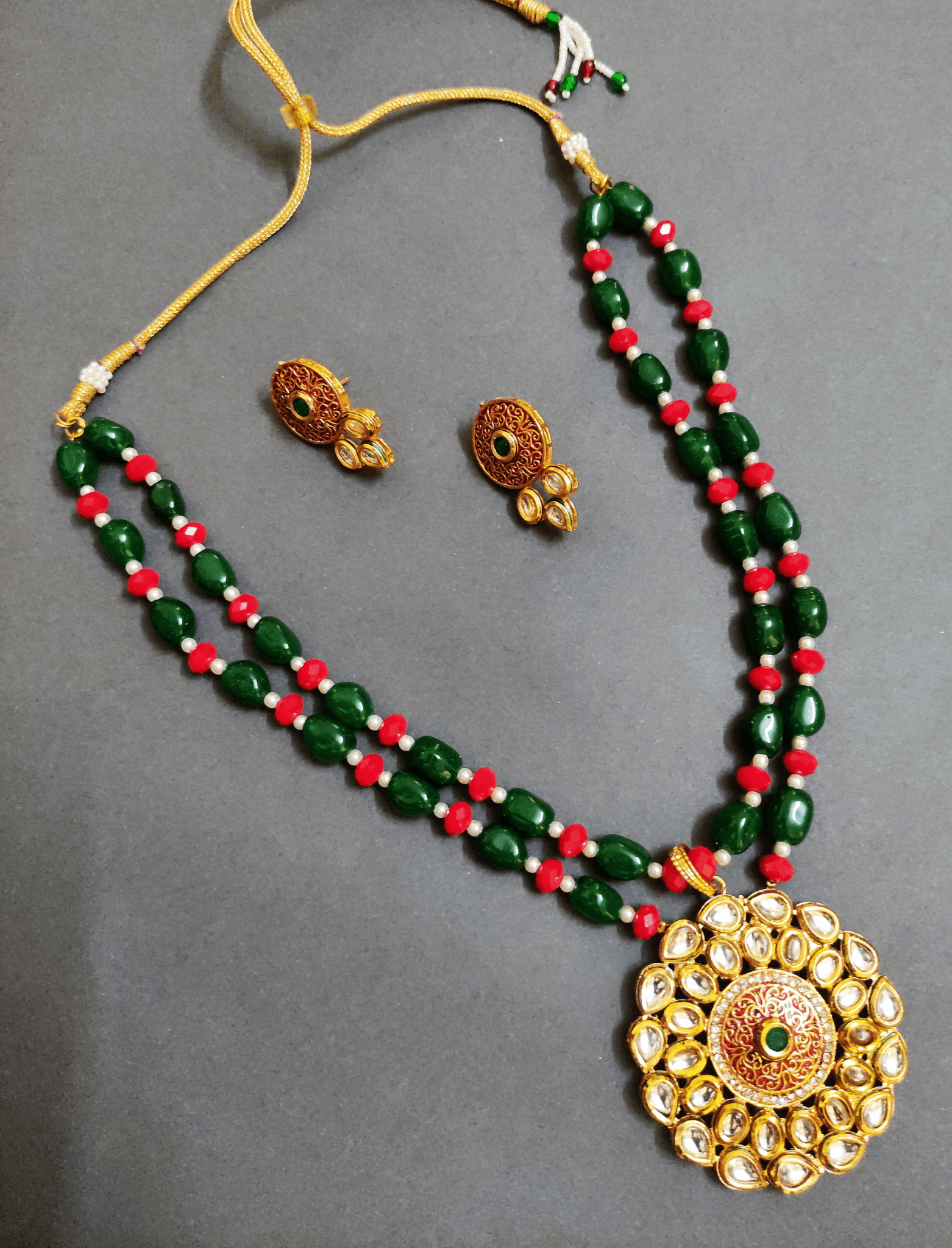 Manika kundan-bead necklace set