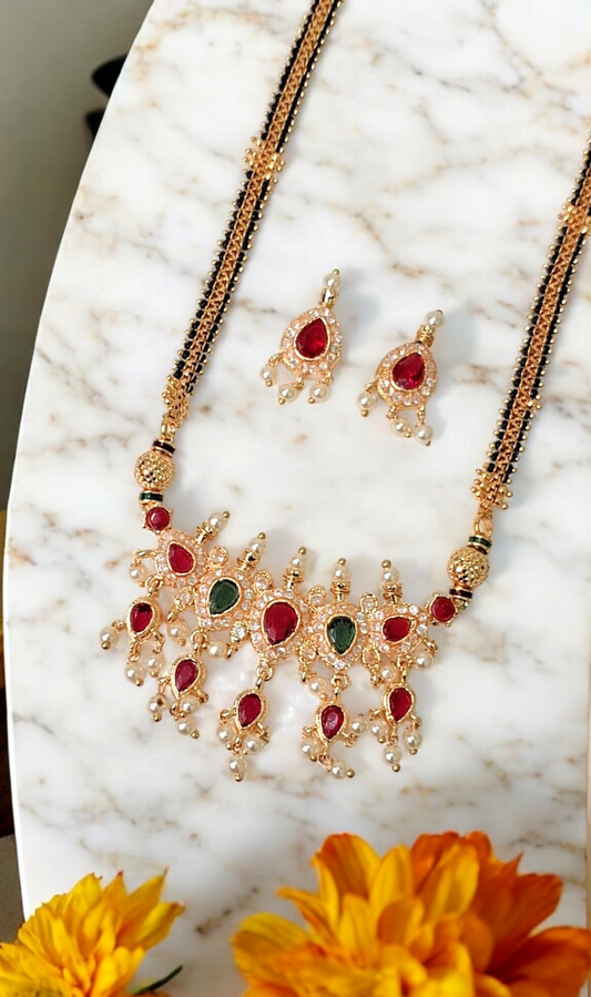 Maya ethereal gold plated long mangalsutra set