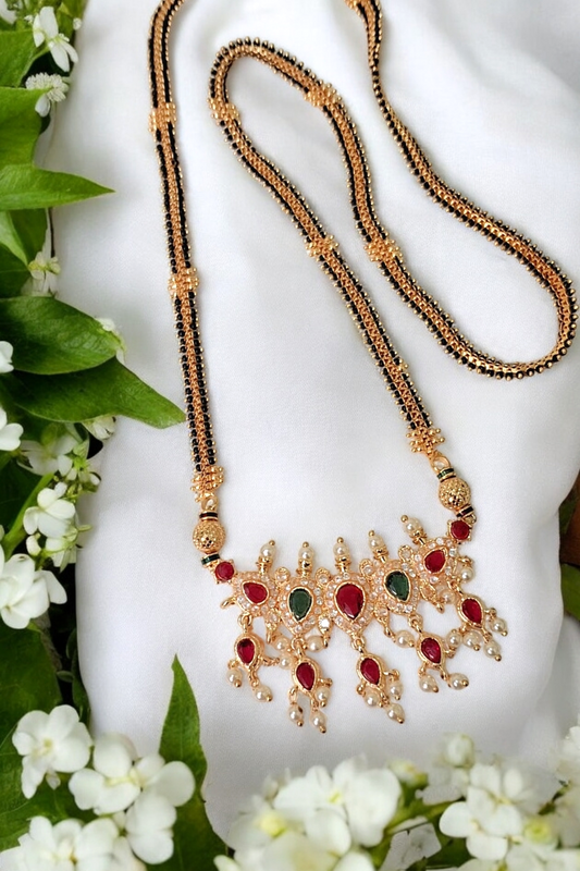 Maya ethereal gold plated long mangalsutra set