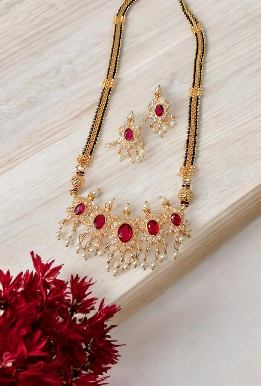 Maya regal gold plated long mangalsutra set