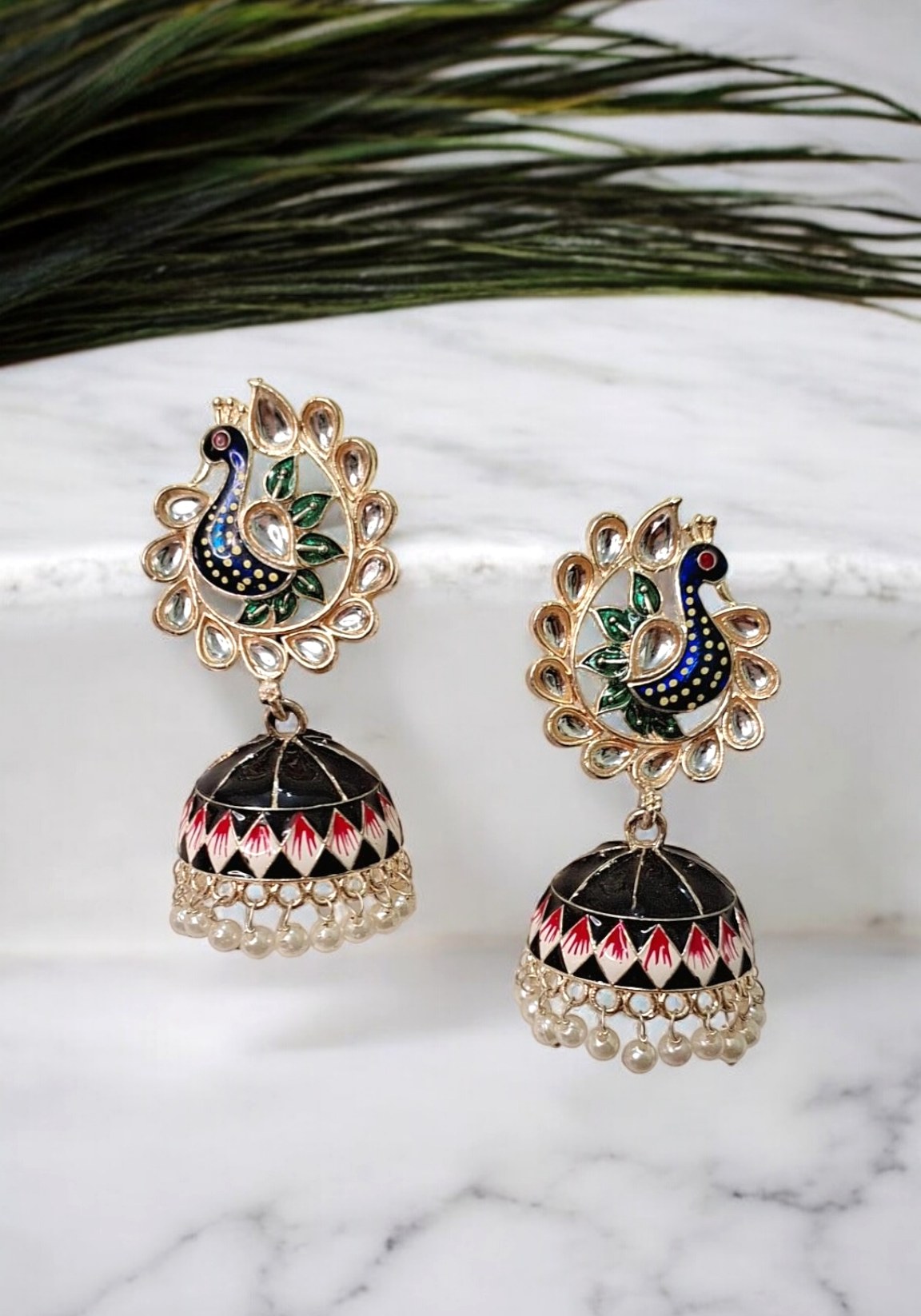 Mayuri black meenakari jhumka