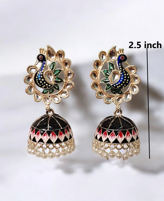 Mayuri black meenakari jhumka