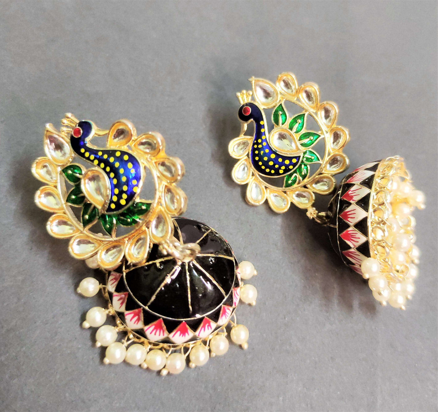 Mayuri black meenakari jhumka