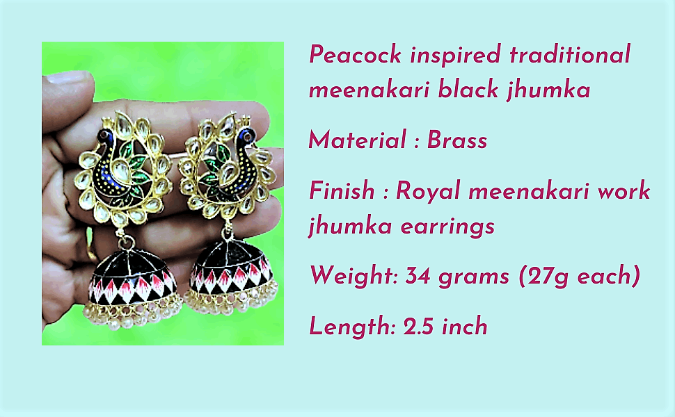 Mayuri black meenakari jhumka