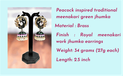 Mayuri green meenakari jhumka
