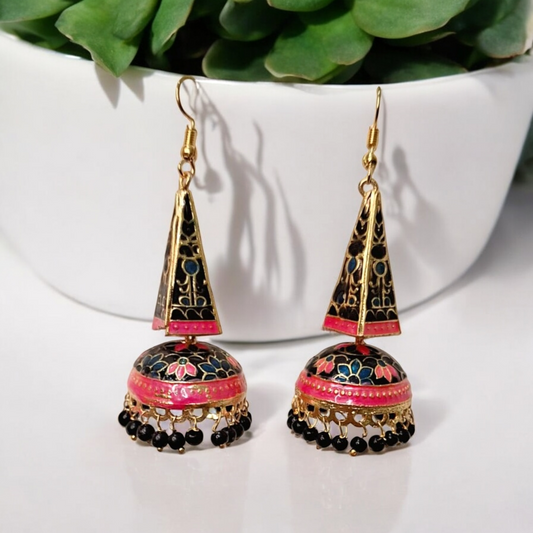 Meenakari Black Jhumka