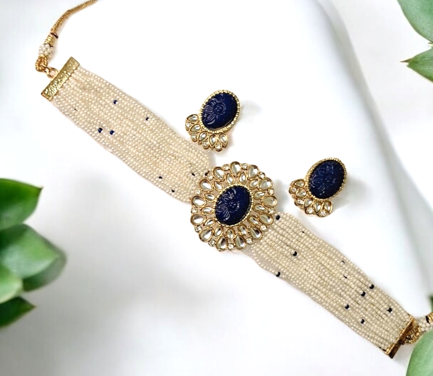 Meera Blue Stone Choker Set