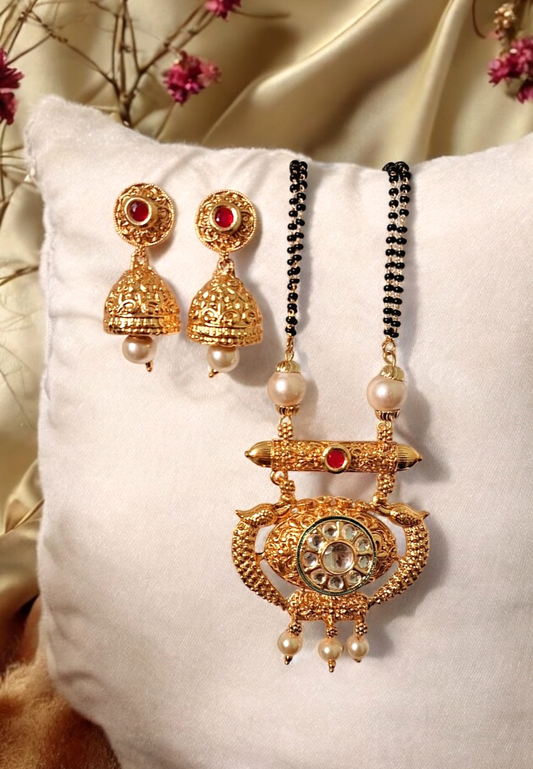 Mira bliss antique gold plated mangalsutra set