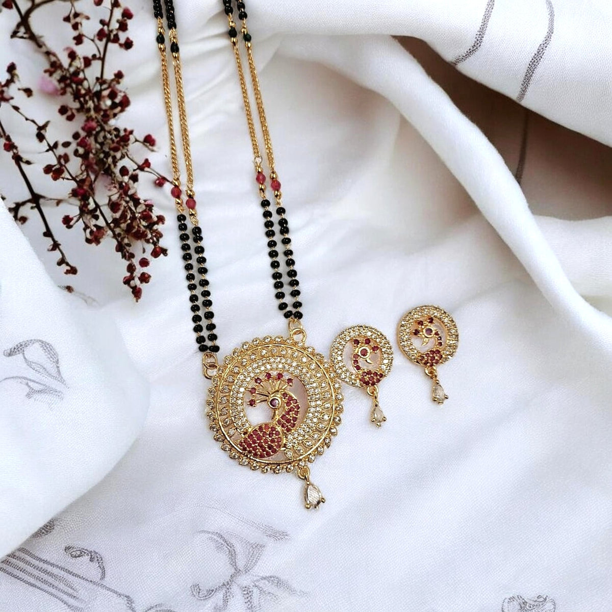 Mohana Peacock Long Mangalsutra Set
