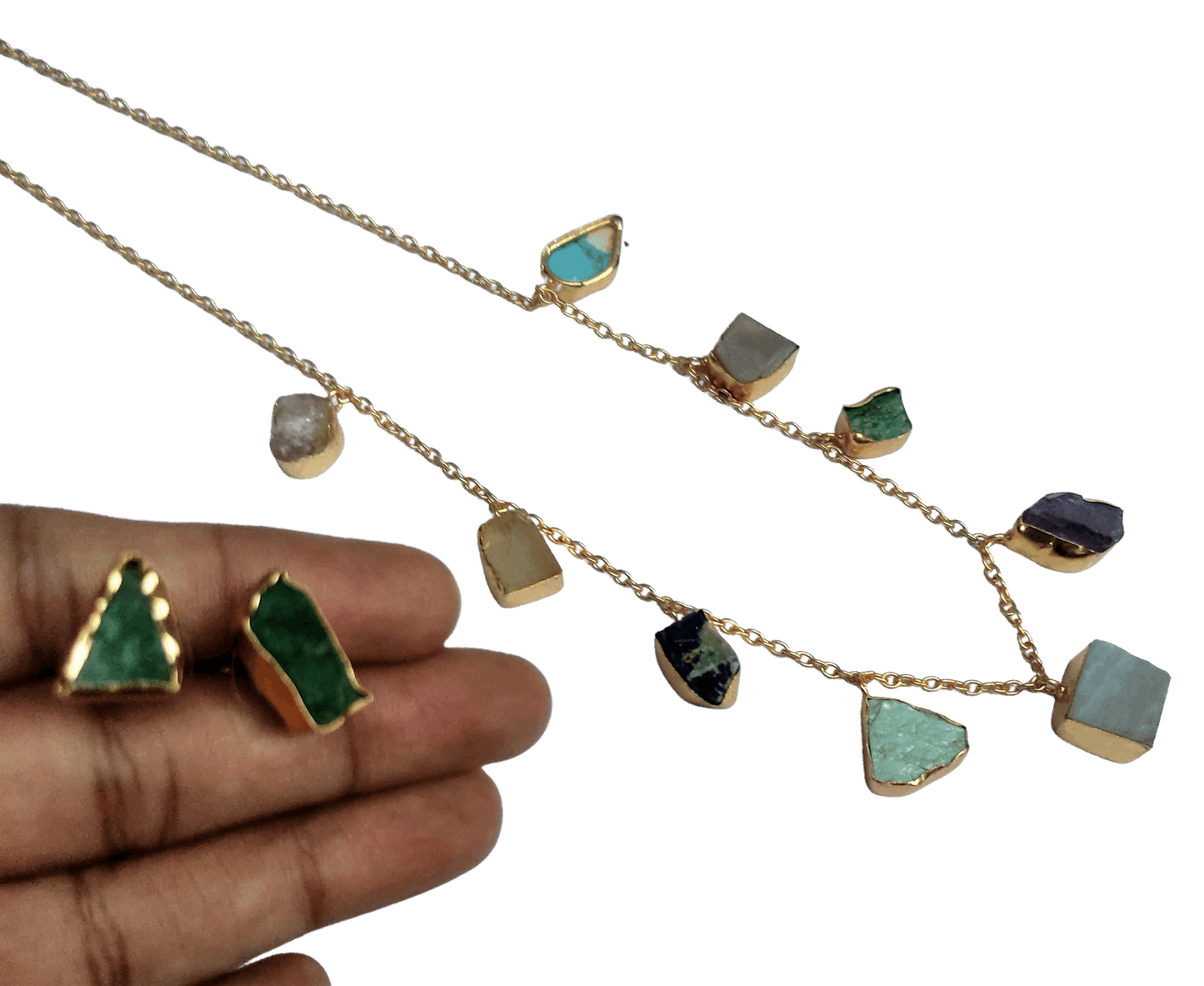 Kaira multi-color semi-precious stone necklace set