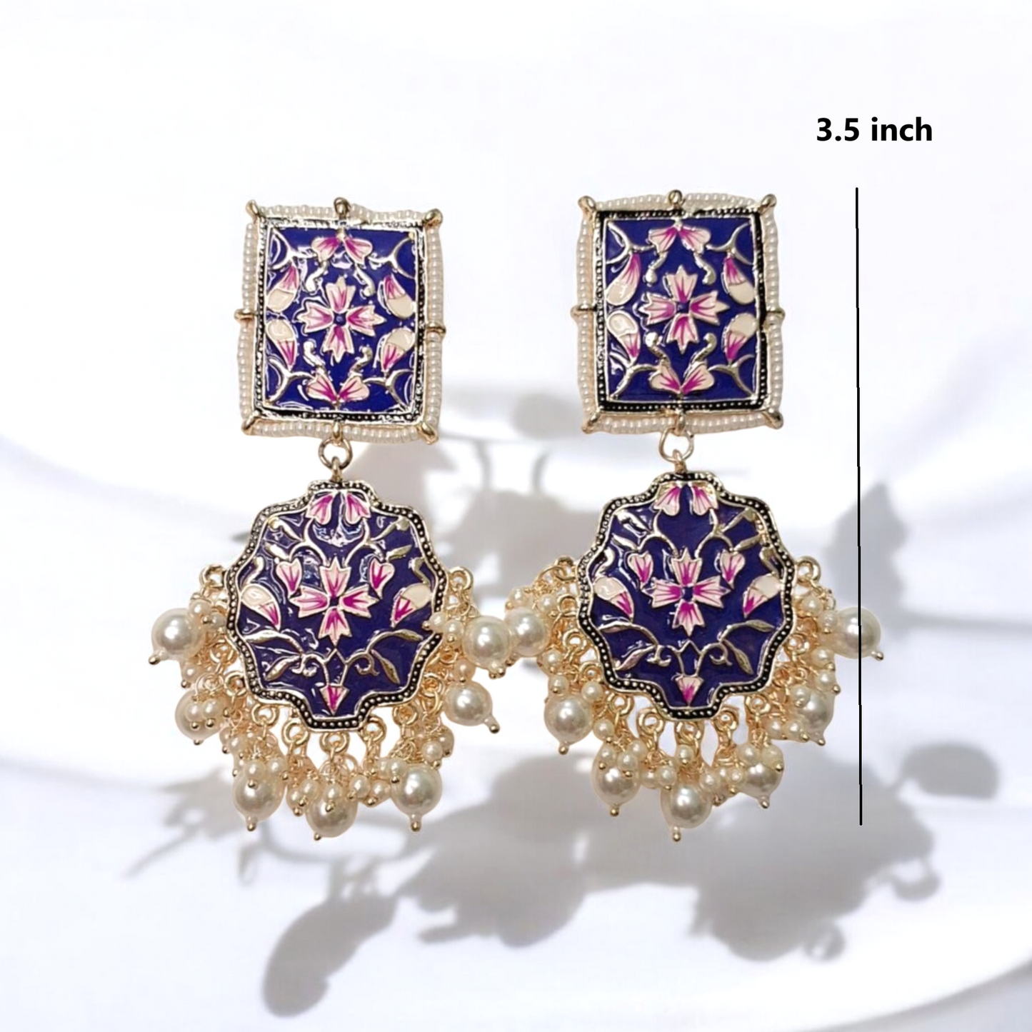 Nalini Blue meenakari earrings