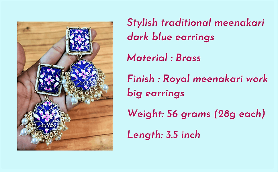 Nalini Blue meenakari earrings