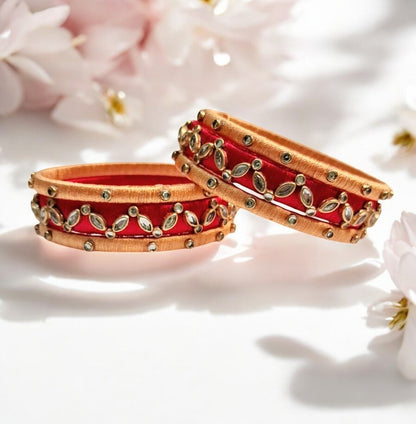 Nihar red silk thread bangles set