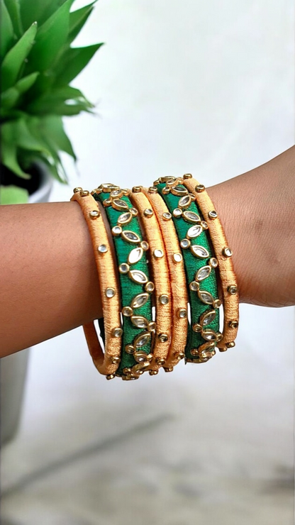 Nihar green silk thread bangles set