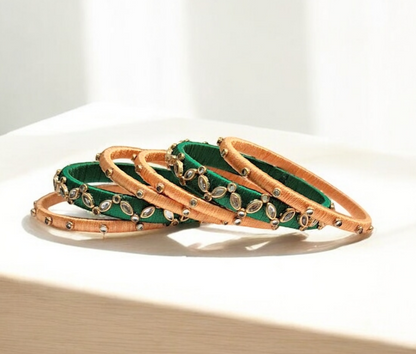 Nihar green silk thread bangles set