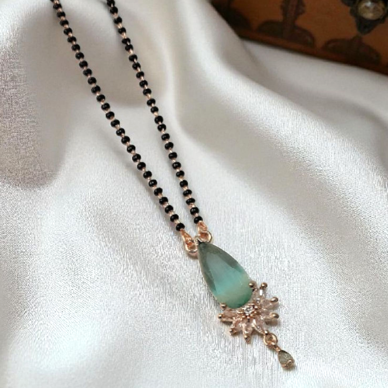 Padmaja Aqua Short Modern Mangaslutra  - minimal daily wear mangaslutra