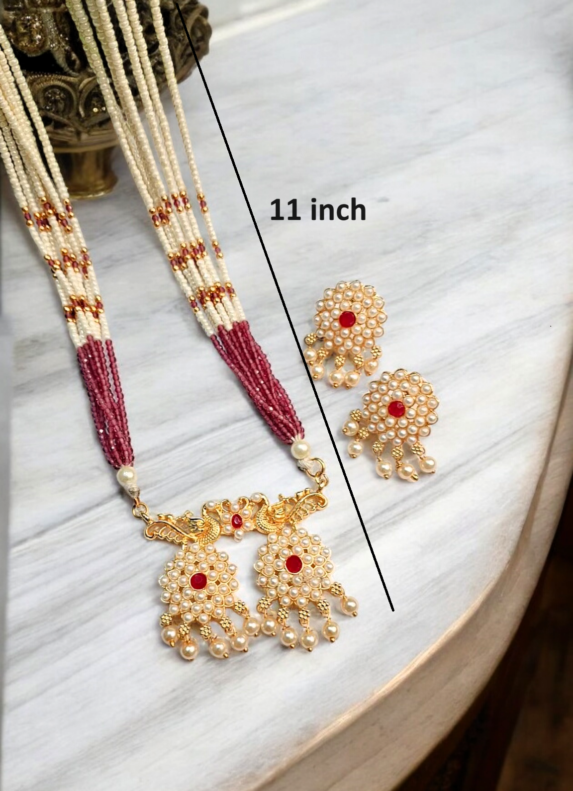 Parijat gold plated tanmani necklace set