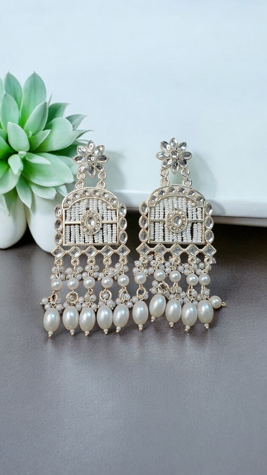 Fara White Stylish dangler earrings