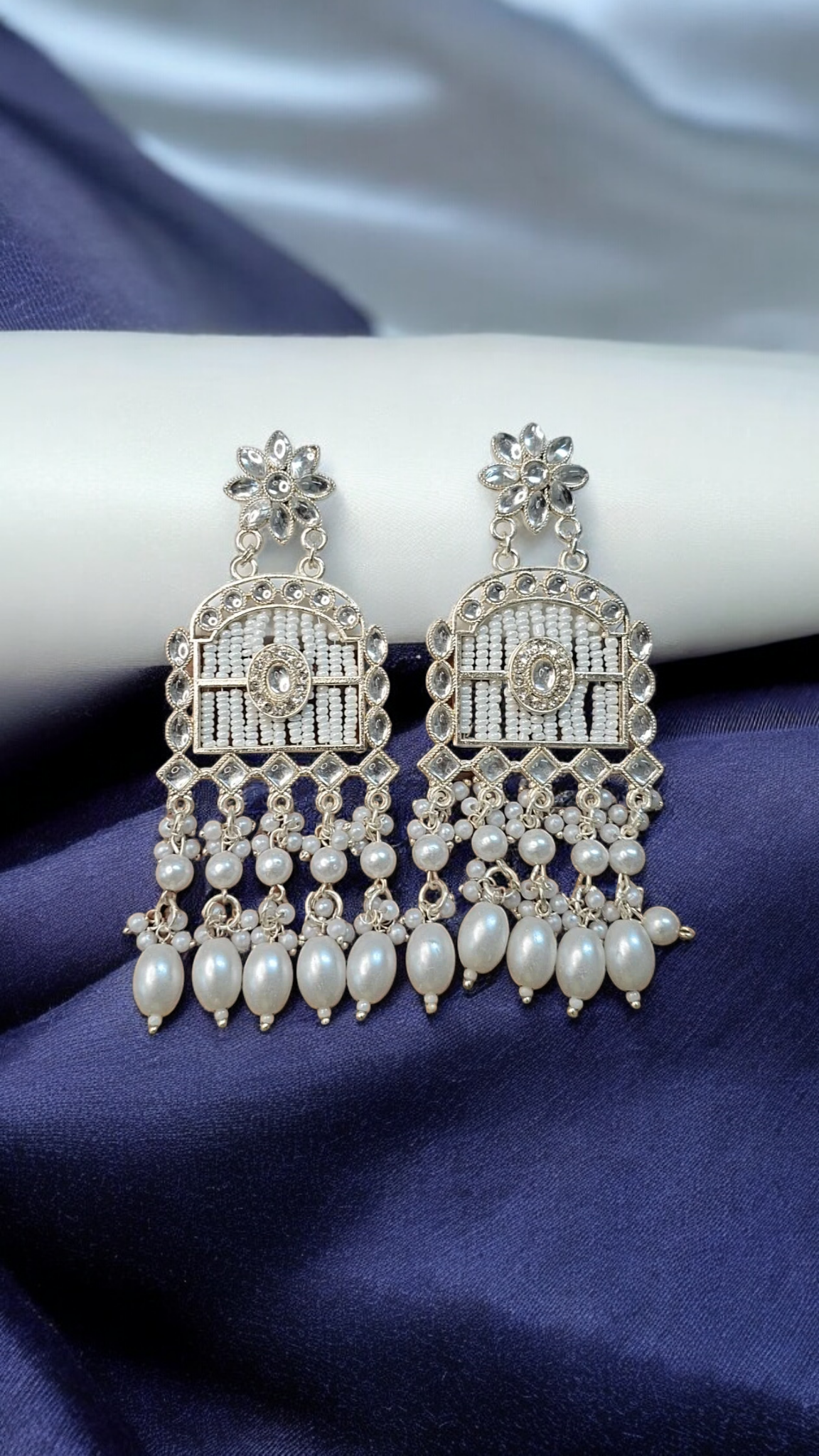 Fara White Stylish dangler earrings