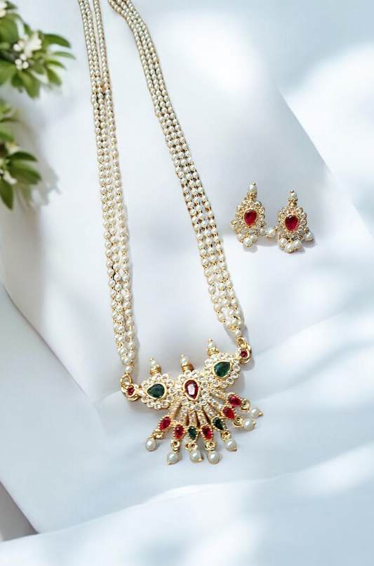 Kumud Lata Gold plated multicolor stone tanmani set