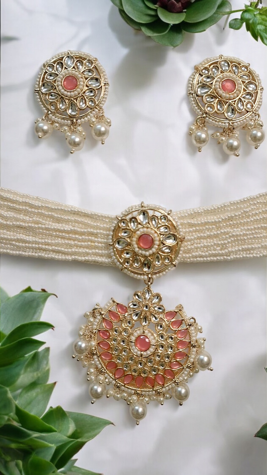 Anaira pink stone Choker