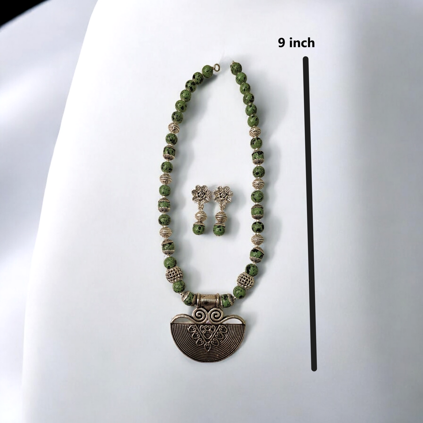 Siara Green Oxidised Necklace Set