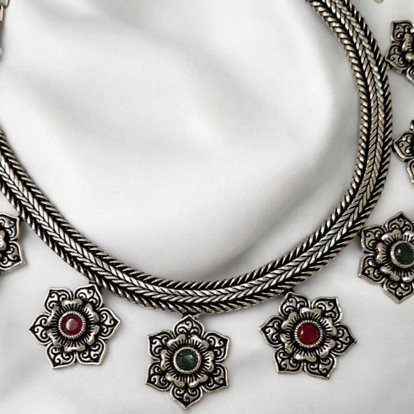 Prakriti silver oxidised choker necklace