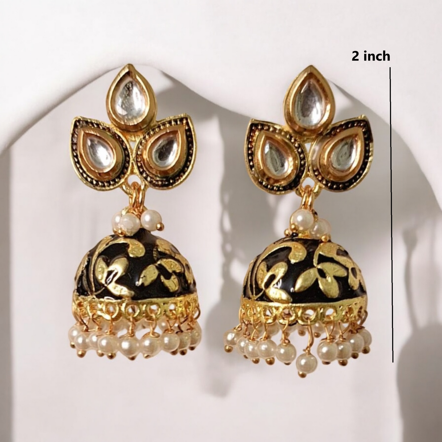 Radhe Black Meenakari Jhumka