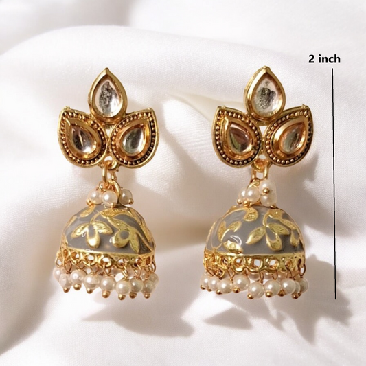 Radhe Grey meenakari jhumka