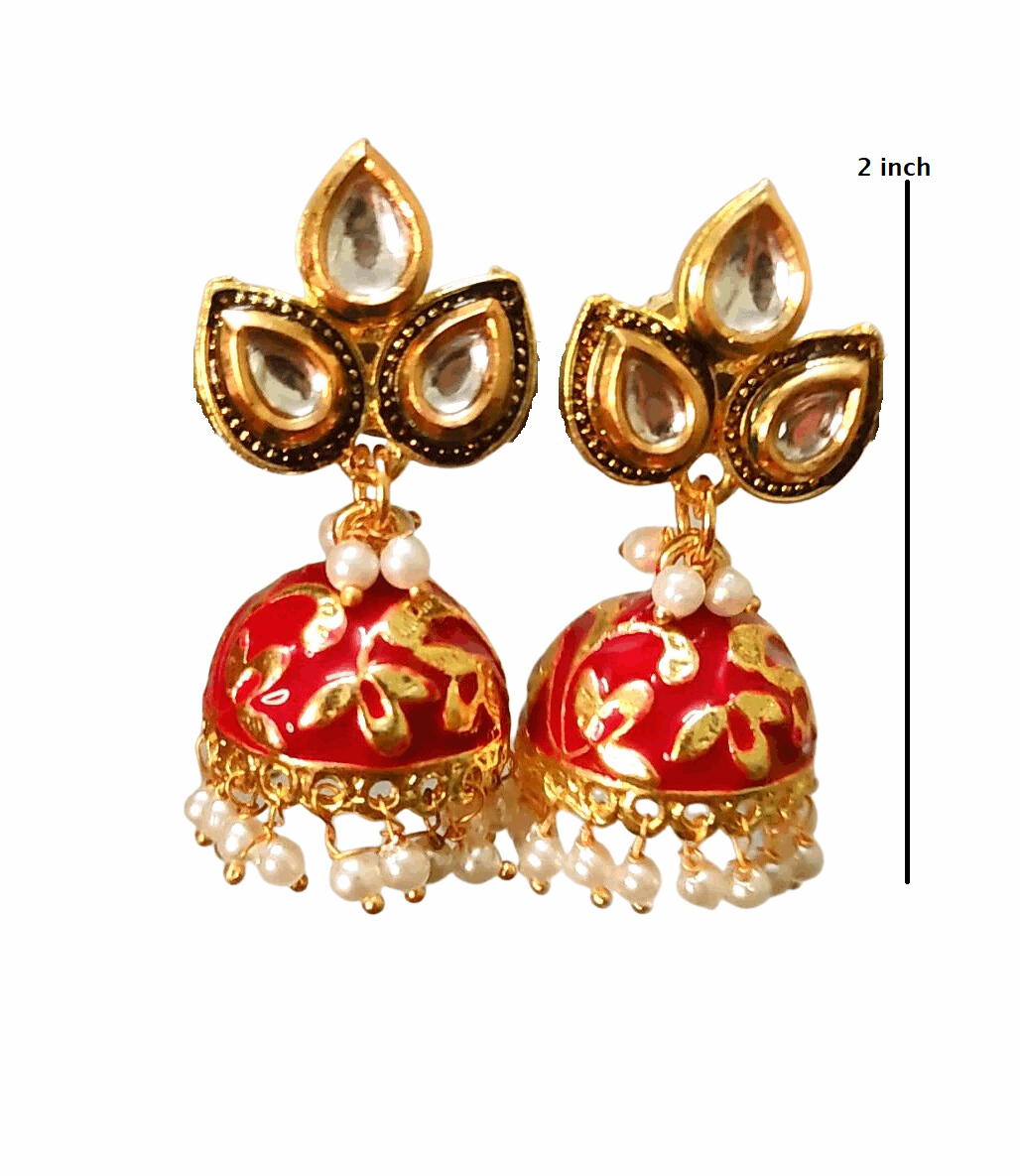 Radhe Red meenakari jhumka