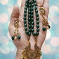 Ramya green beaded oxidised necklace set