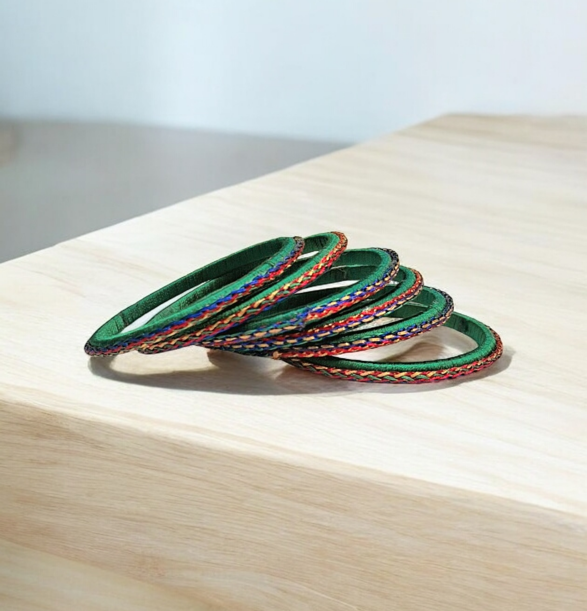 Rangeeli Jade silk thread bangle set