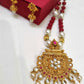 Ishanvi gold plated red beaded traditional necklace set