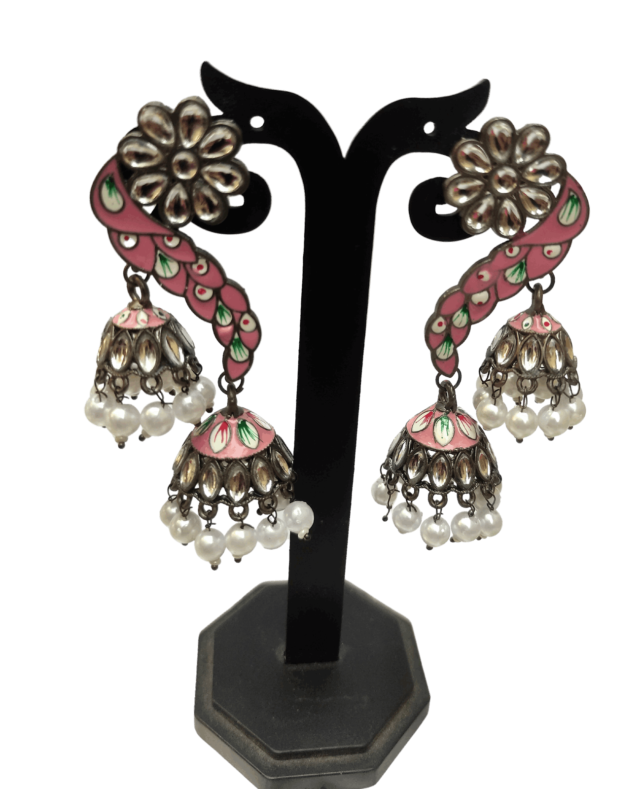 Reesha Pink Oxidised jhumka