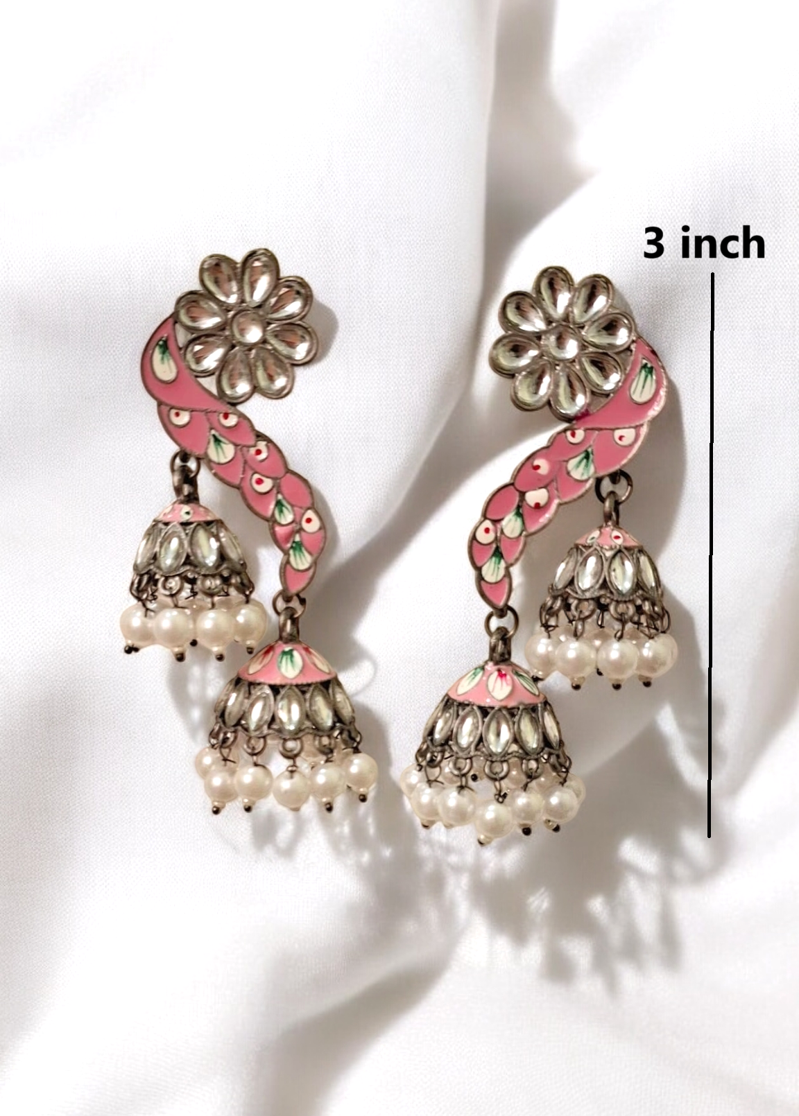 Reesha Pink Oxidised jhumka