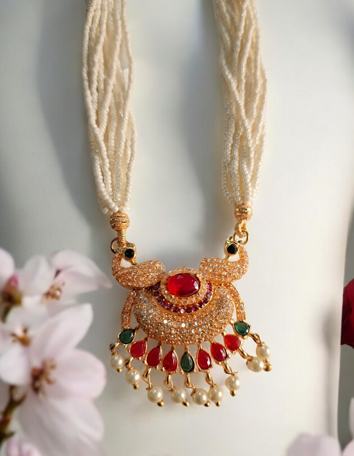 Saachi multicolor stone tanmani necklace set